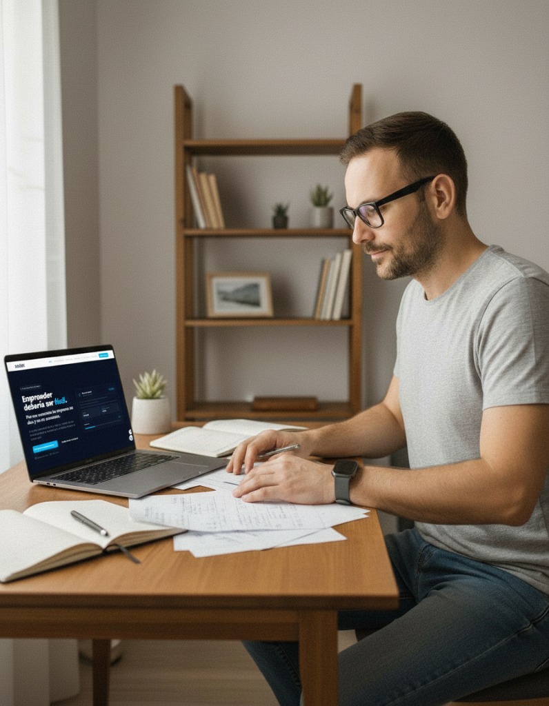 Emprendedor gestionando su empresa online